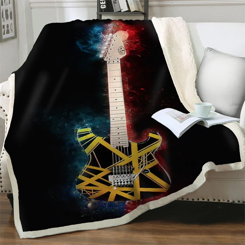 

Creative Guitar 3D Sherpa Blanket Fleece Plush Throw Blankets for Beds Sofa Couch Teen Room Decor Travel Picnic Quilts Nap Cover