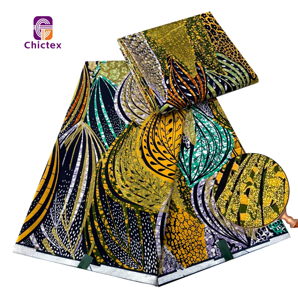 Classic Patterns African Printed Fabric Wax With Grand Super Quality Gold Shining For Loincloth