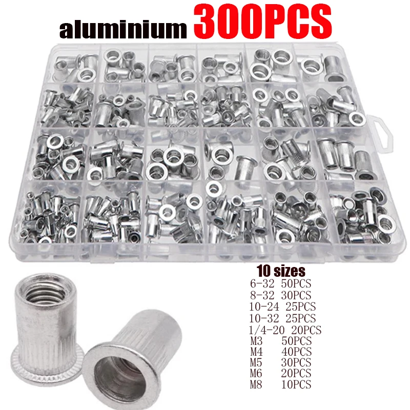 M3- M8 Rivet en Aluminium Mométrage, Tête Plate, Filetage, Capuchon à  Nutsert avec 1 Pince à Cri, 100/150 Pièces - AliExpress