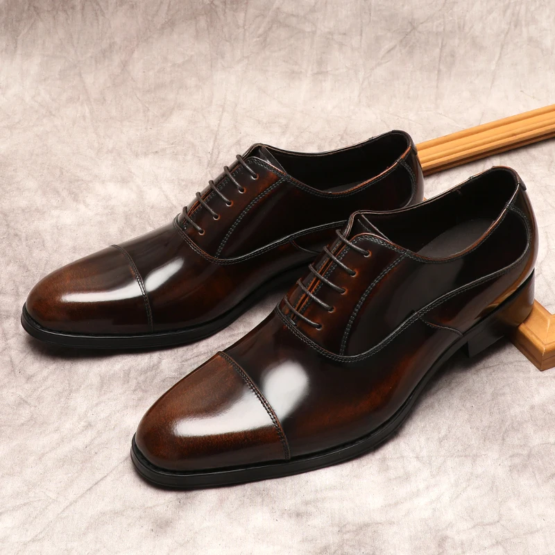 

Business Oxford Leather Shoes Men Breathable Genuine Cow Leather Men Dress Shoes Black Brown Lace Up Wedding Men Formal Shoes