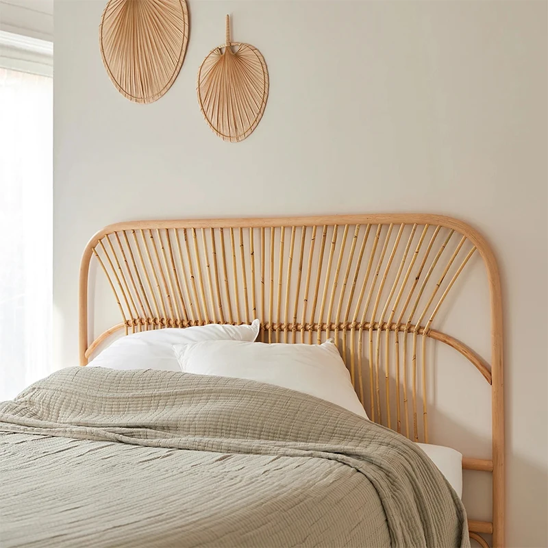 

Headboard, bedside by single sale, hotel rattan backrest, against the wall, model room, simple background