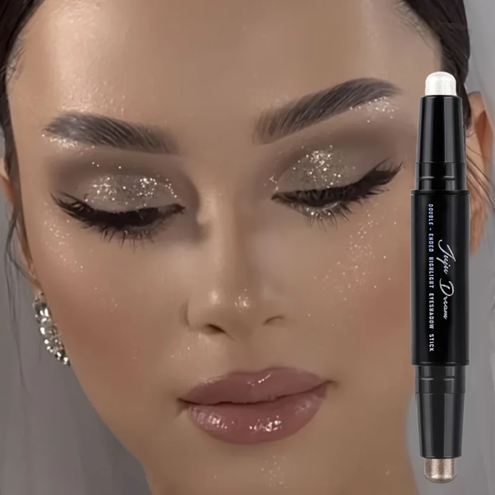 Dual-Ended Eyeshadow Stick Matte & Shimmer Waterproof Long-lasting 3-Color Creamy Pencil Smoky & Natural Xmas Winter