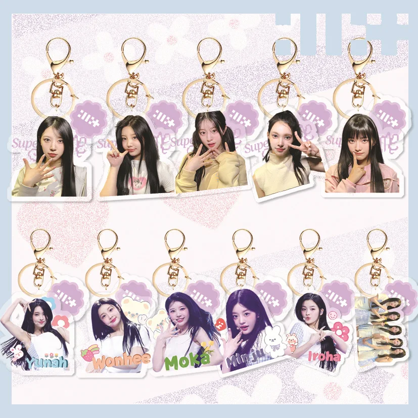 

KPOP ILLIT Super Real Me 5 см HD акриловые брелки для ключей Moka Wonhee Iroha Minju милый брелок для ключей сумка Подвеска Аксессуары Поклонники подарок