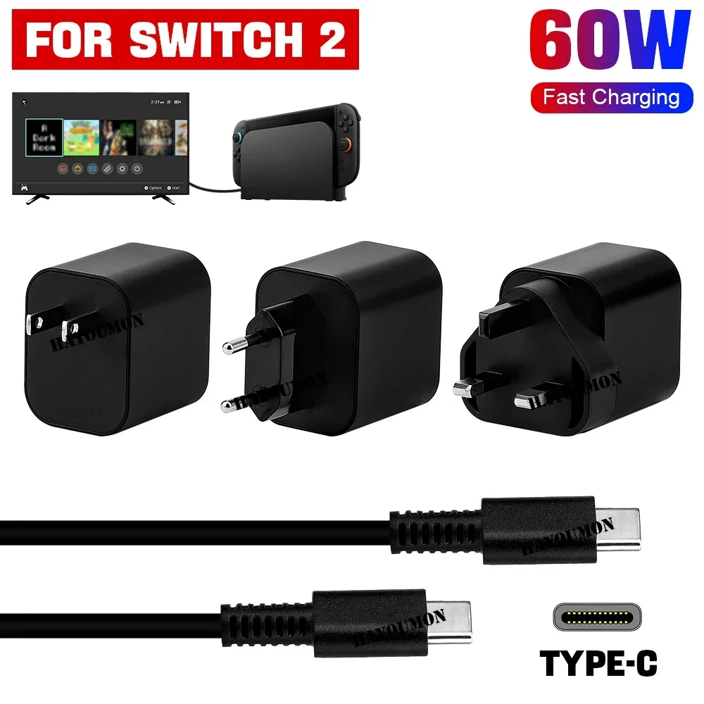 Universal 60W USB-C Power Adapter with 1.5M Charging Cable and TV Mode Support