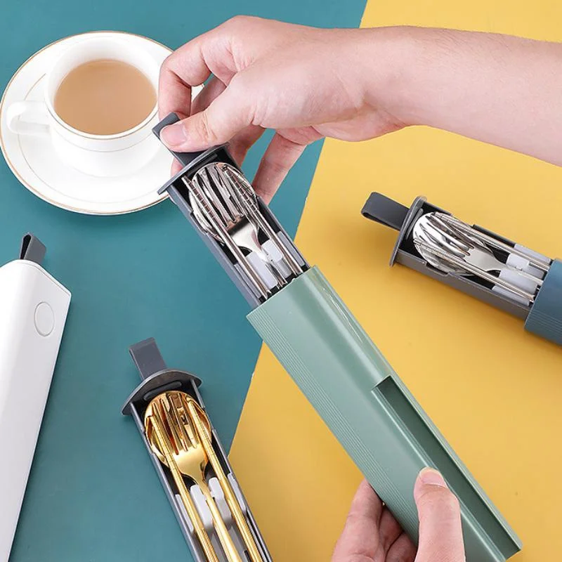 304 Stainless Steel Spoon Fork Chopsticks Cutlery Set Portable Dinnerware Kit Lunch Tableware Box Travel Kitchen Accessories