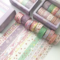 10 PCS Retro Washi tapes set School supplies Kawaii stickers Masking tape Aesthetic stationery Scrapbooking journal decoration 4