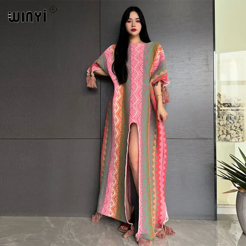 NEW WINYI winter outfits for women Comfort Warm fashion print Kaftan Elegant Africa Winter outerwear party dresses evening dress