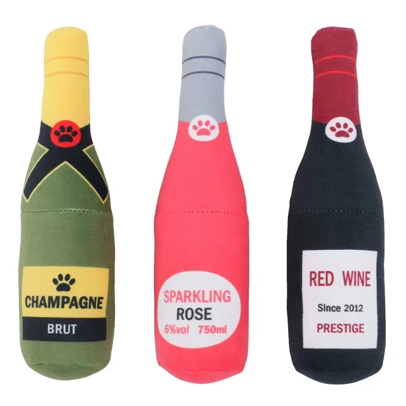 Dog toy simulation wine bottle series contains ringing paper BB called sounding spot molar toy 5