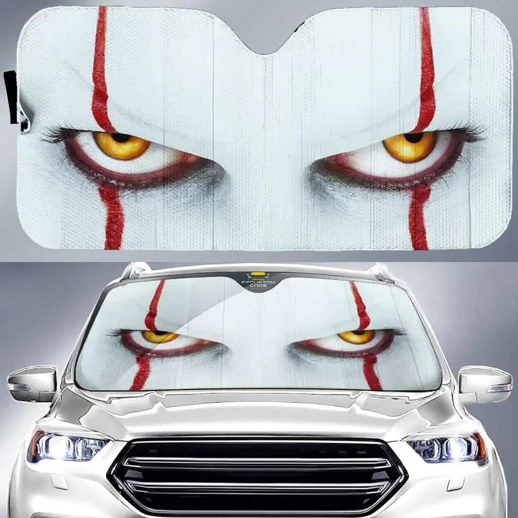 

Halloween Gift 3D Cool Horror Movies Design Print Protect Car Interior Front Windshield Sunshade Foldable Sun Shade for SUV Cars