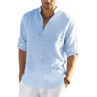New Men’s Casual Cotton Linen Shirt Loose Tops Long Sleeve Tee Shirt Spring Autumn Casual Handsome Men’s Shirts