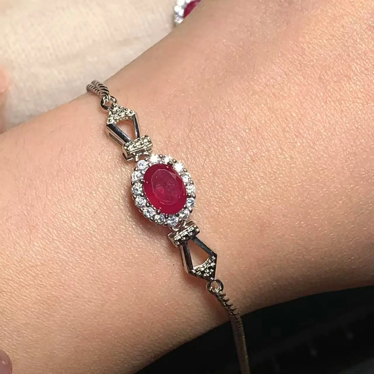 WEDDING Natural Ruby Bracelet For Women Adjustable Fine Jewelry Stone luxury fashion women jewelry anniversary & engagement