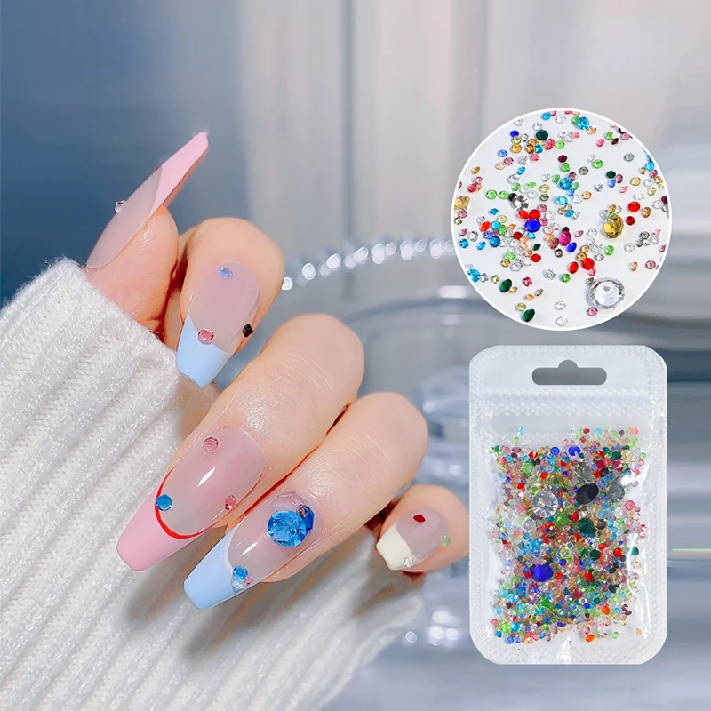 

Popular Nail Enhancement Materials Package Colorful Sharp Bottom Diamond Heart Diamond Nail Decoration Mix