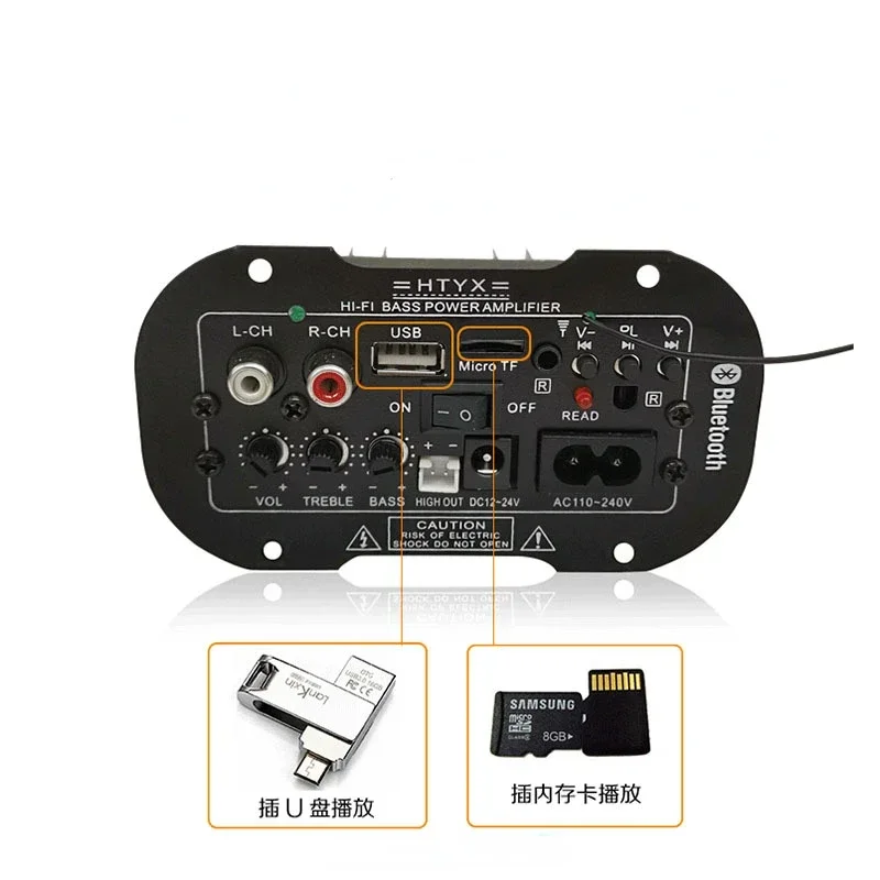 New 30W 220V Amplifier Board Audio Car Bluetooth Amplificador USB Dac FM Radio TF Player Subwoofer DIY Amplifiers for Car Home - 3
