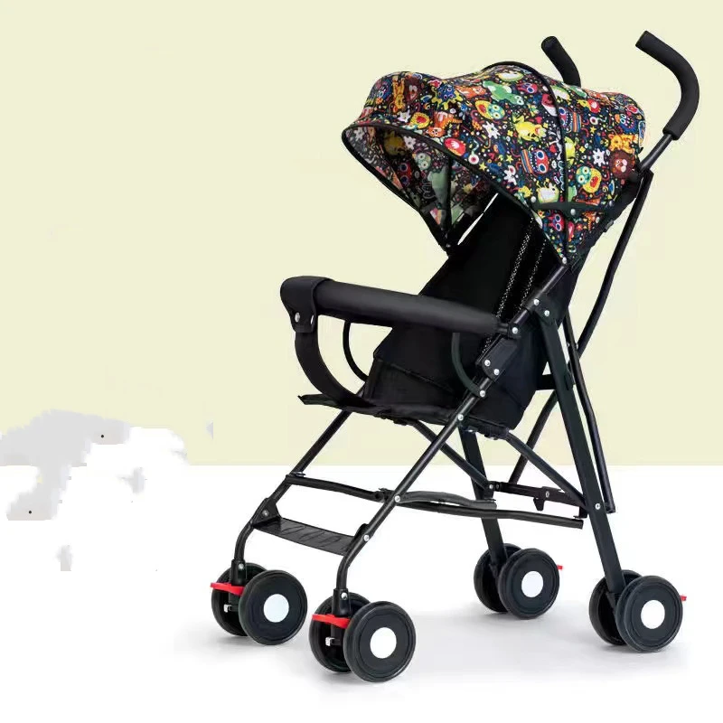 Baby Portable Stroller with Universal Wheels and Basket Foldable Baby Stroller with Backrest Can Only Be Used for Sitting