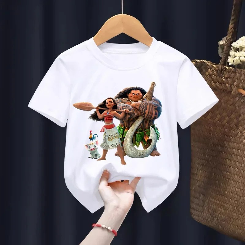 2024 Moana New Girls T-Shirts Summer Kids Cartoon T Shirts Short Sleeve Fashion Tees Tops Children Fashion Casual TShirts 1-14 Y 5