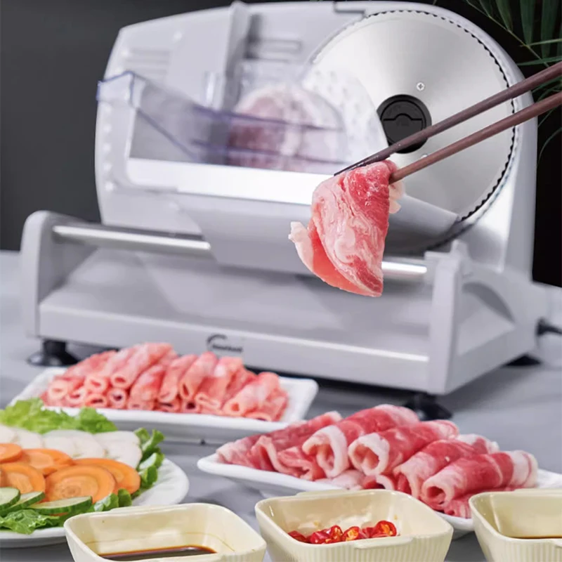Meat Slicer, Electric Deli Food Slicer w/ Removable Stainless Steel Blades, Adjustable Thickness Meat Slicer for Home Use 2