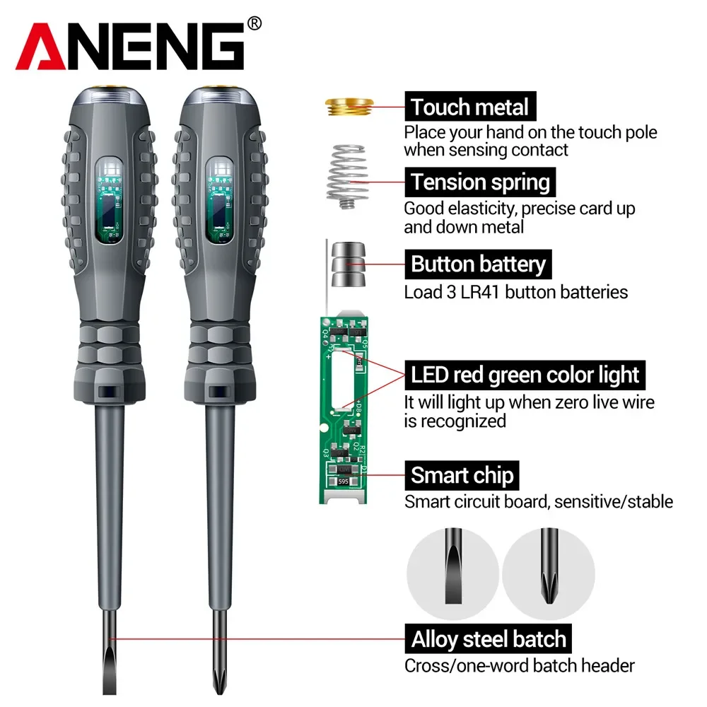 Electric Tester Pen ANENG B05 Word/cross Screwdrivers Neon Bulb Indicator Meter Electric Pen Insulated