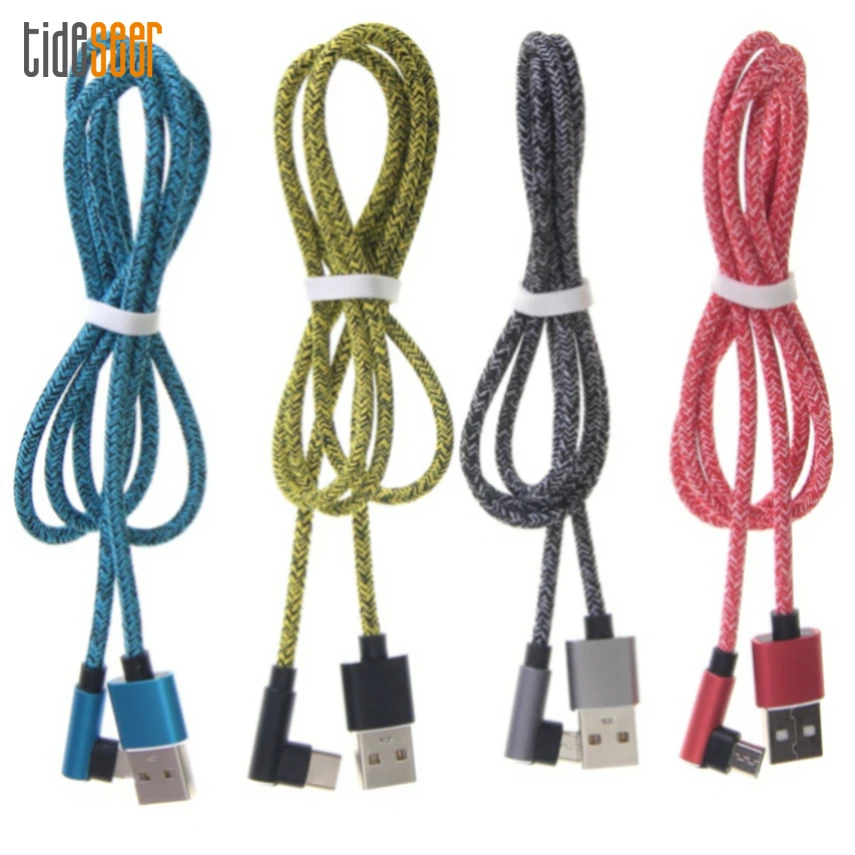 

500 шт. 90 градусов L-образный Micro USB Type C кабель для передачи данных Быстрая зарядка для iPhone Samsung S20 Xiaomi Huawei зарядный шнур провод
