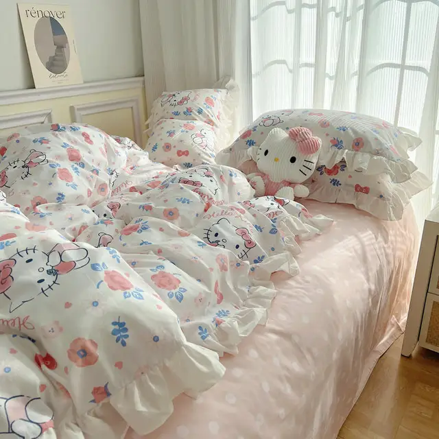 Hot Anime Hello Kitty 3d Duvet Cover With Pillow Case Bedding Set Single  Double Twin Full Queen King Bed Set For Bedroom Decor - Animation  Derivatives/peripheral Products - AliExpress