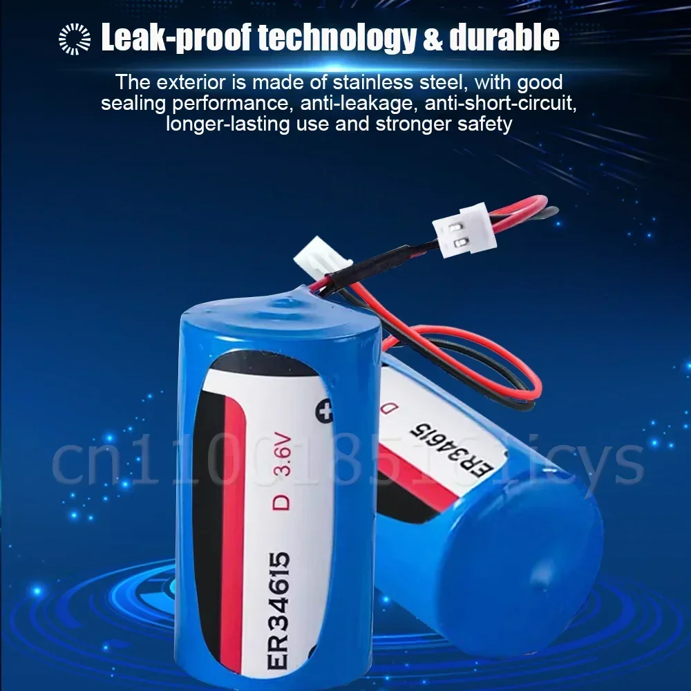 3PCS 3.6V 19000mAh ER34615 ER34615M D Size Lithium Batteries With Plug For Smoke Alarm Gas Meter Water Meter PLC IOT Locator