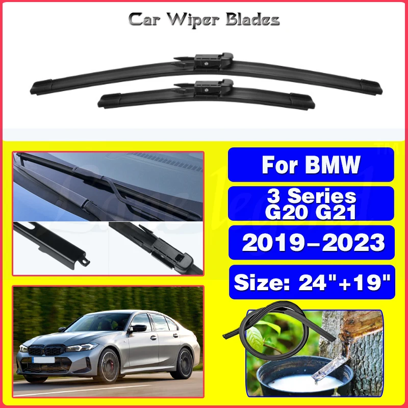 

Car Front Wiper Blades For BMW 3 Series G20 G21 2019 2020 2021 2022 2023 Windshield Windscreen Window Car Rain Brushes 24"+19"