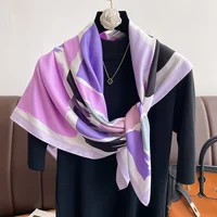 90*90cm Luxury Brand Silk Square Scarf Hijab Women Bandana Soft Scarves Neckerchief Ladies Hair Shawl Wrap Headband 2