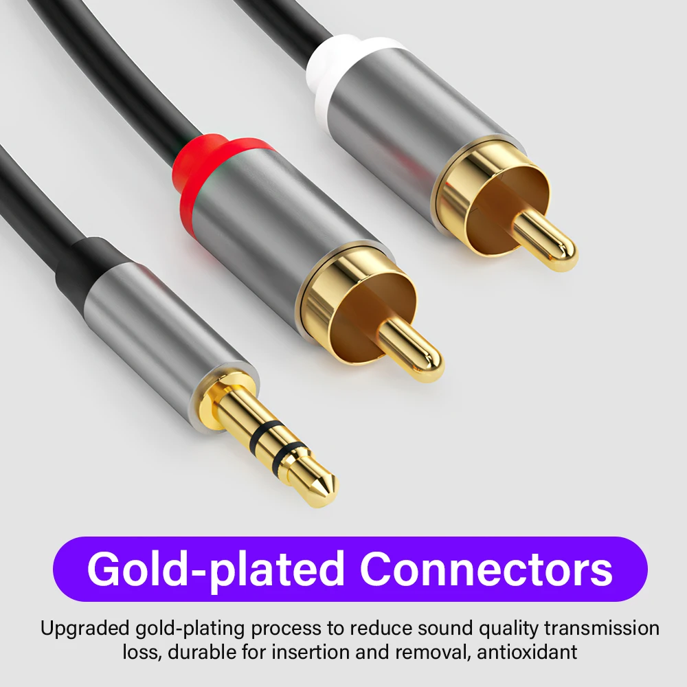 3.5 mm To RCA Aux Cable 3.5mm TRS 3 Pole Adapter Cable For Mobile Phone TV PC Amplifier Jack Auxiliary Wire HIFI Audio Connector - 5