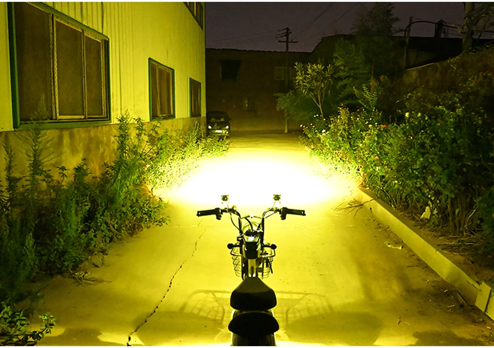 Motorcycle LED Headlight External lamp Projector Lens Dual Color ATV Scooter Driving For Racer Light Auxiliary Spotlight Lamp motorcycle led lights