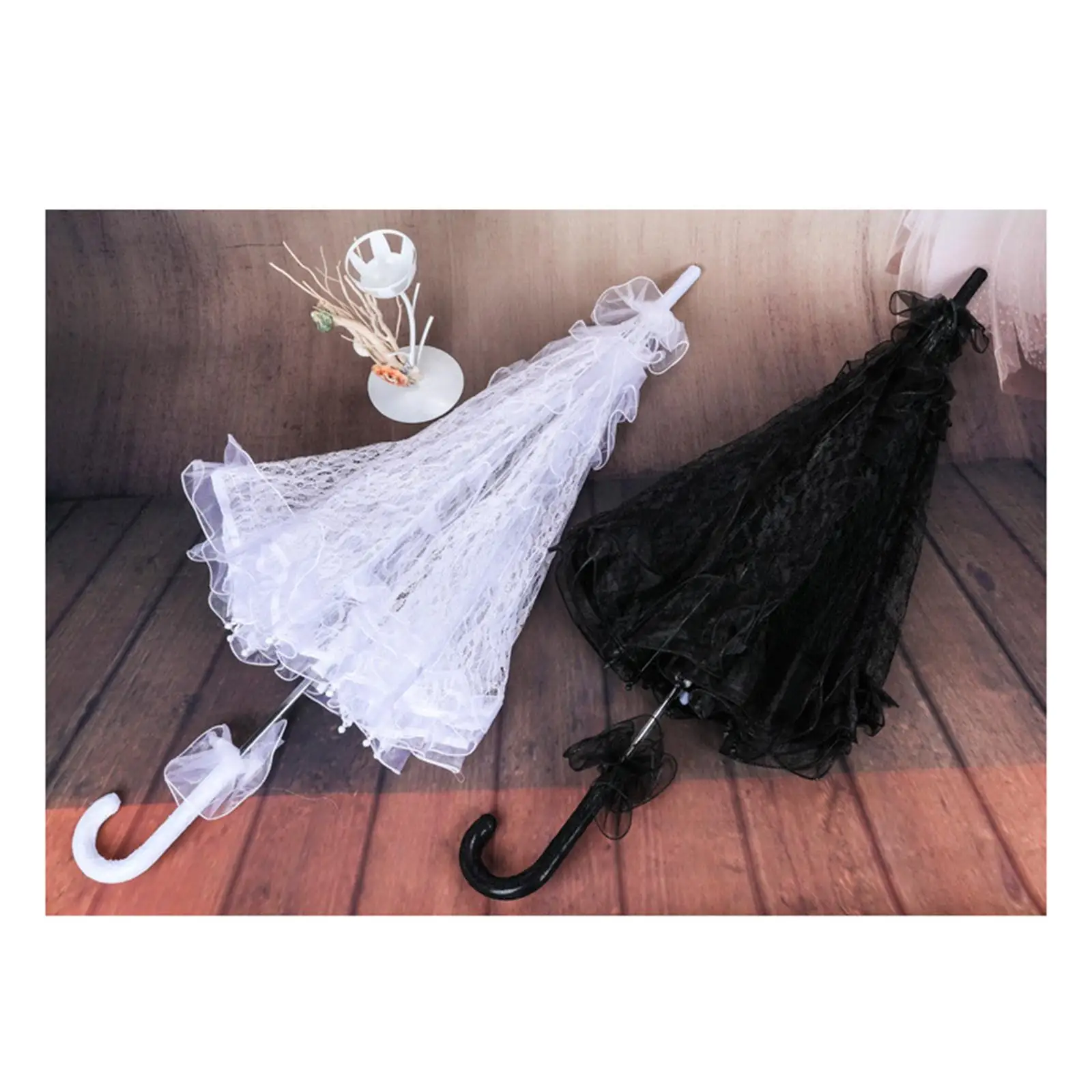 Women's Lace Florals Umbrellas for Wedding Photography Prop Decor Handmade Umbrellas