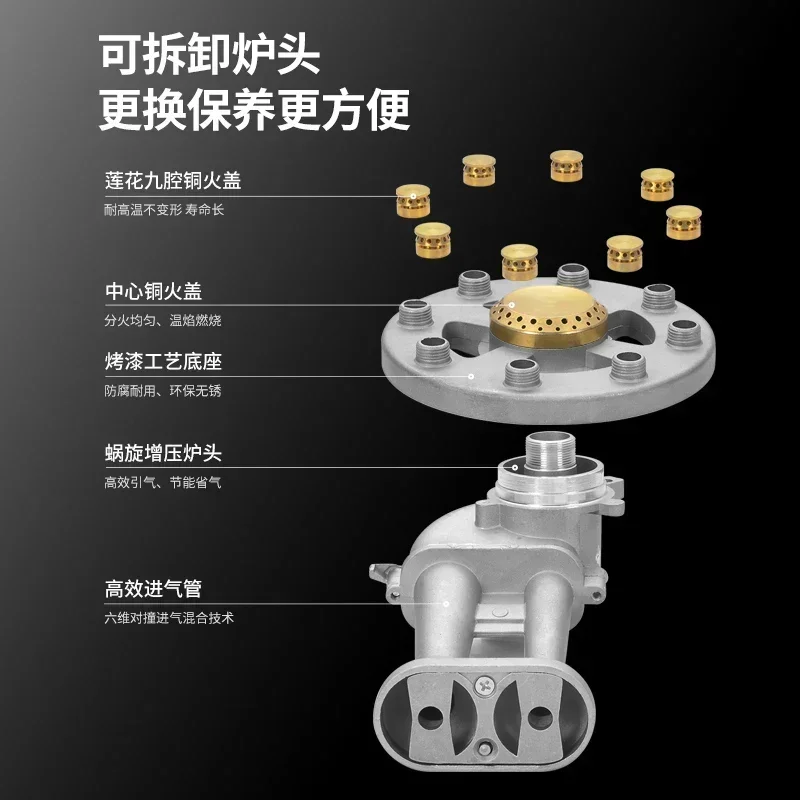 Gas Double Cooker Counter Top Nine Cavity Slam Fire Stove Old Stainless Steel Double Cooker Natural Gas Liquefied Gas 3