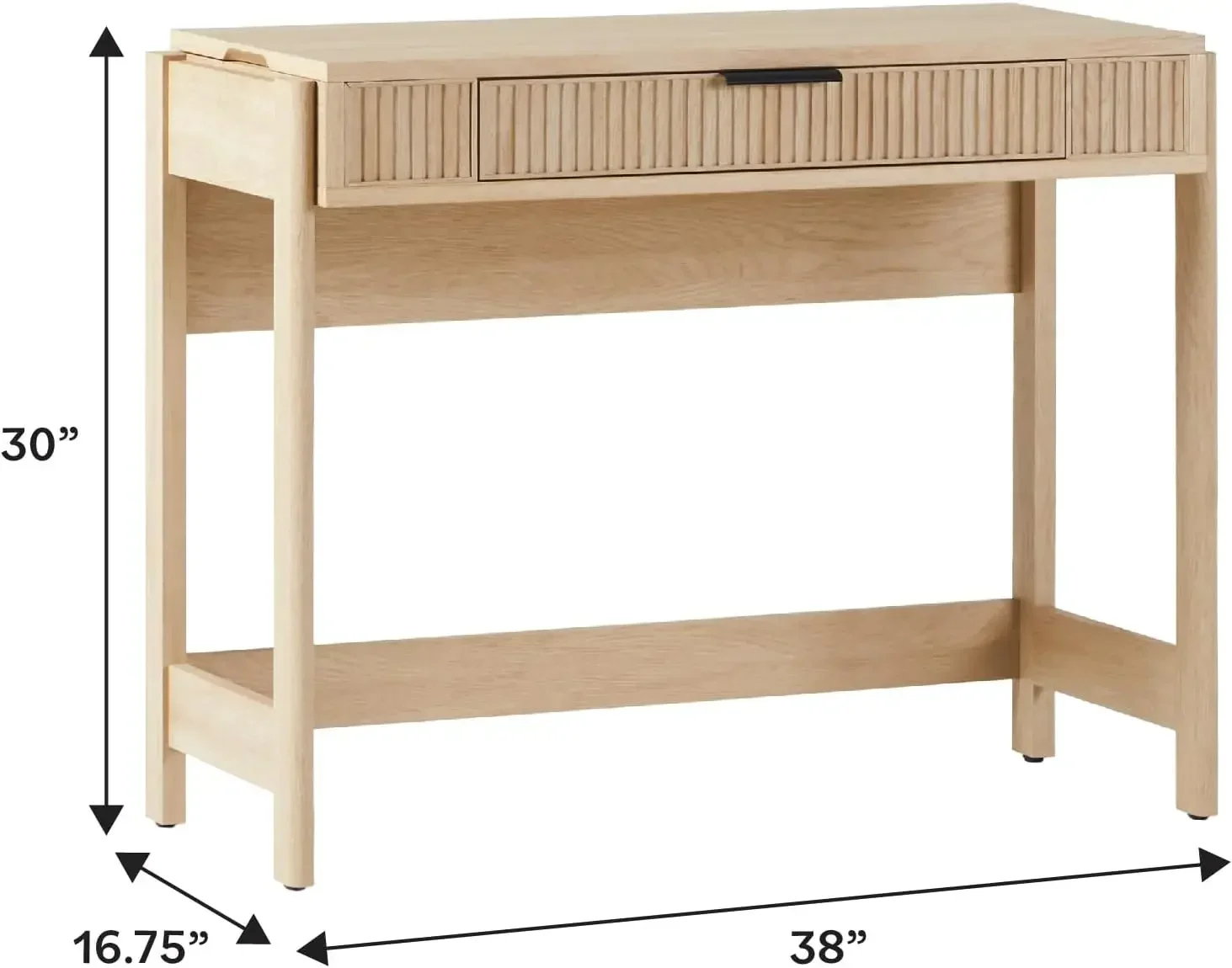 Office Writing and Computer Desk Spacious Desktop, Complementary in Living Spaces, 38 Inch, Reeded Lift-Top Coastal Oak 3