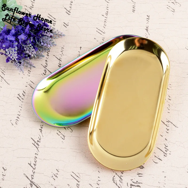 European-style Ins Golden Tray Simple Nordic Jewelry Storage Desktop Box Stainless Steel Metal Mirror |