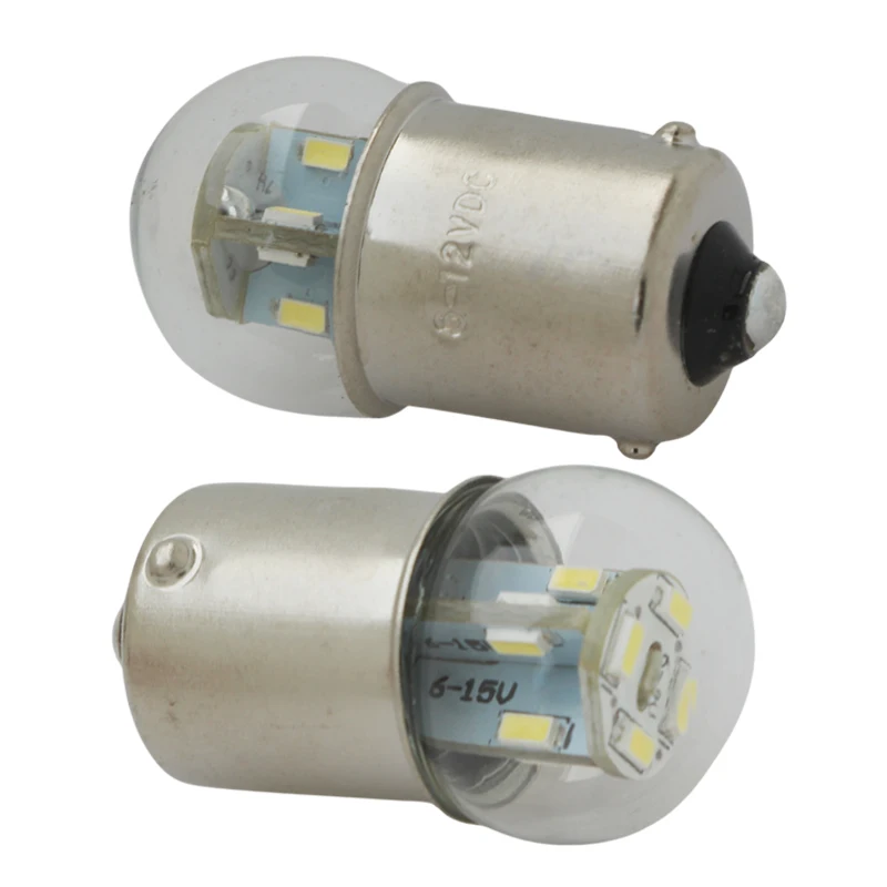 2개 앰플러 LED 자동차 실내등 P21W 1156 BA15S 6v12v 1.5W S25 캔버스 자동차 방향지시등 오토바이 테일 브레이크 전구