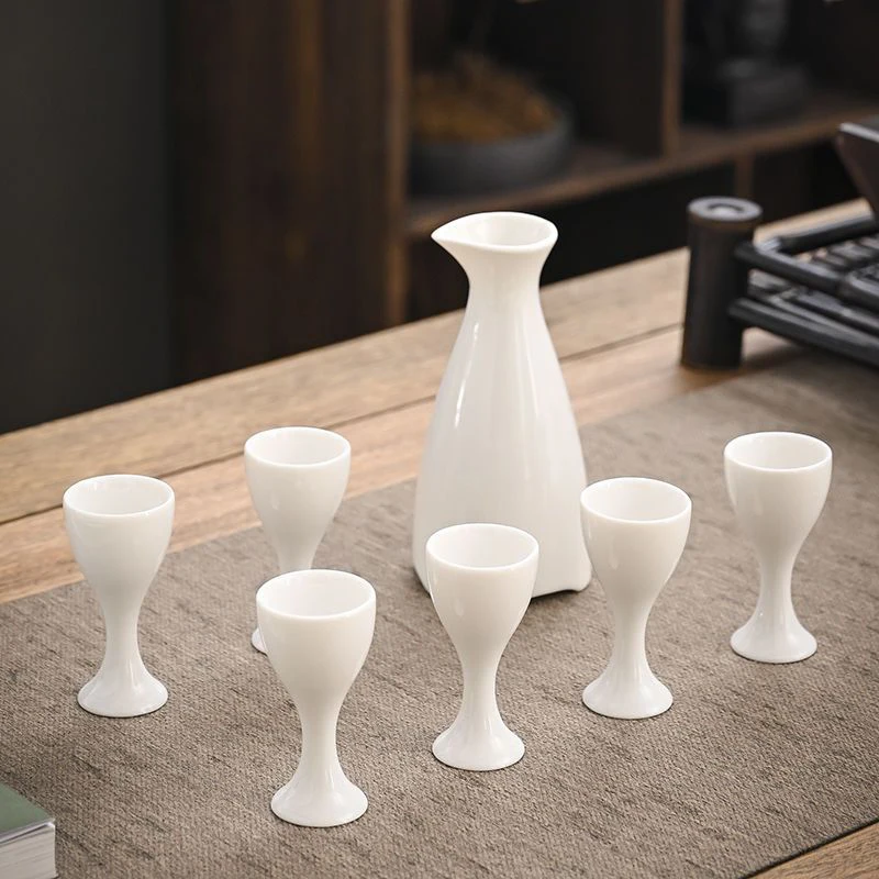 10ml Chinese Spirits Solid Ceramics Small Cup Vintage Baijiu Japanese Kitchen 9 Flagon Drinkware Shot Glasses One Pot Eight Cups