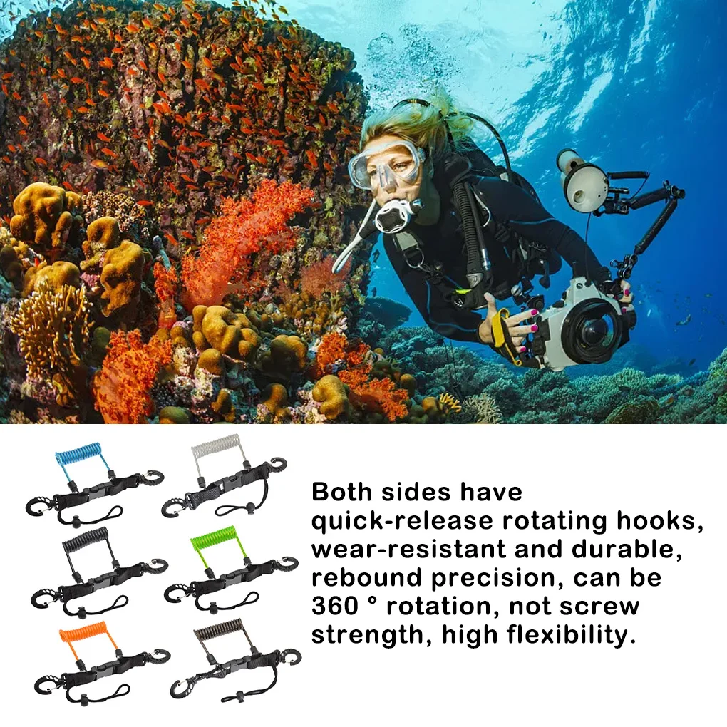 1/2/3 Diving Anti-lost Spiral Lanyard Cable Spring Safety Emergency Tool with Quick-release Buckle Grip Holder Leash 2