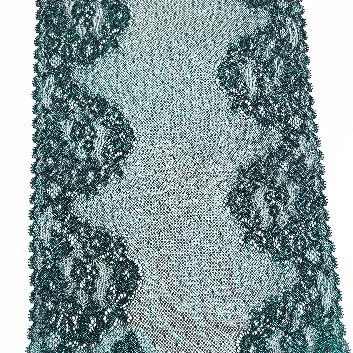 3y/lot Width 23cm Dark Green Shimmer Elastic Stretch Lace Trims 6