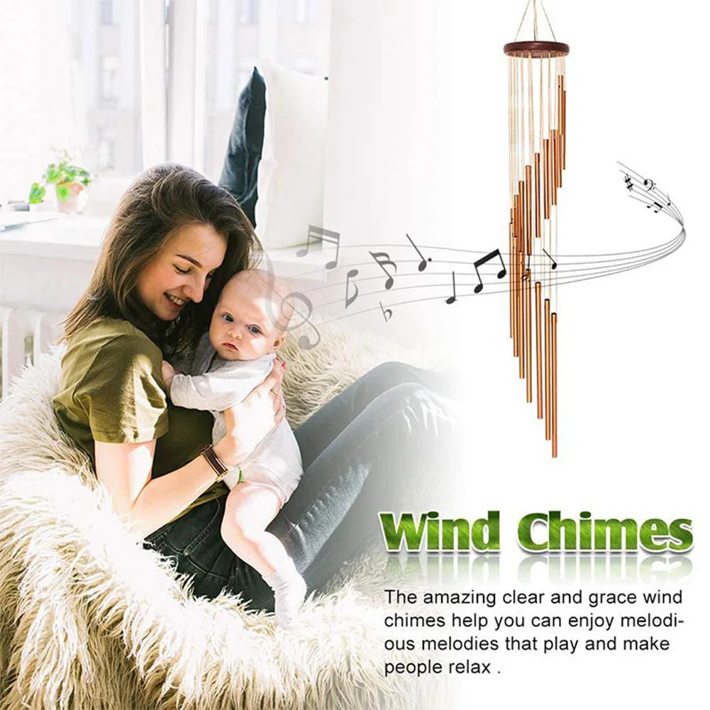 

12 Tube Wind Chime Aluminum Tube Pine Wind Chime Decoration Garden Outdoor Courtyard Decorations Room Decor