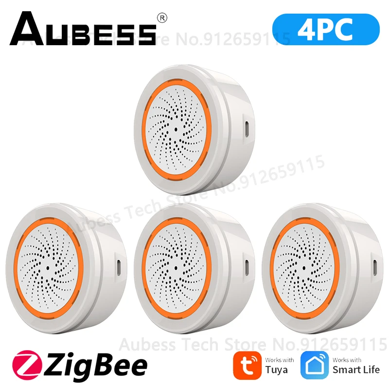 emergency warning light AUBESS Tuya ZigBee Siren Alarm Smart Home Security Protection 90dB Sound Light Alarm System Work With Smart Life Zigbee Gateway security led lights Alarms & Sensors