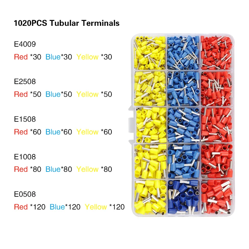 HSC8 6-4 Crimping Tools Ferrule Sleeves Tubular Terminal Wire Crimper Pliers Household Electrical Sets 1020pcs terminal