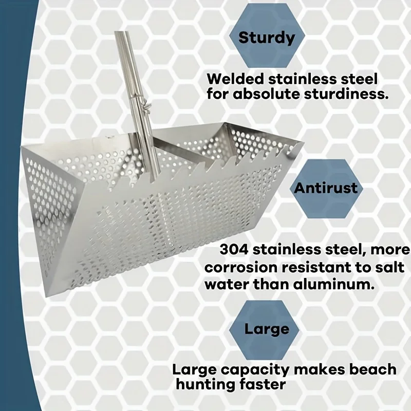 Discover Beach combing Companion Stainless Steel Shark Tooth Sifter With Collapsible Design Anti Rust Metal Spade For Digging 4