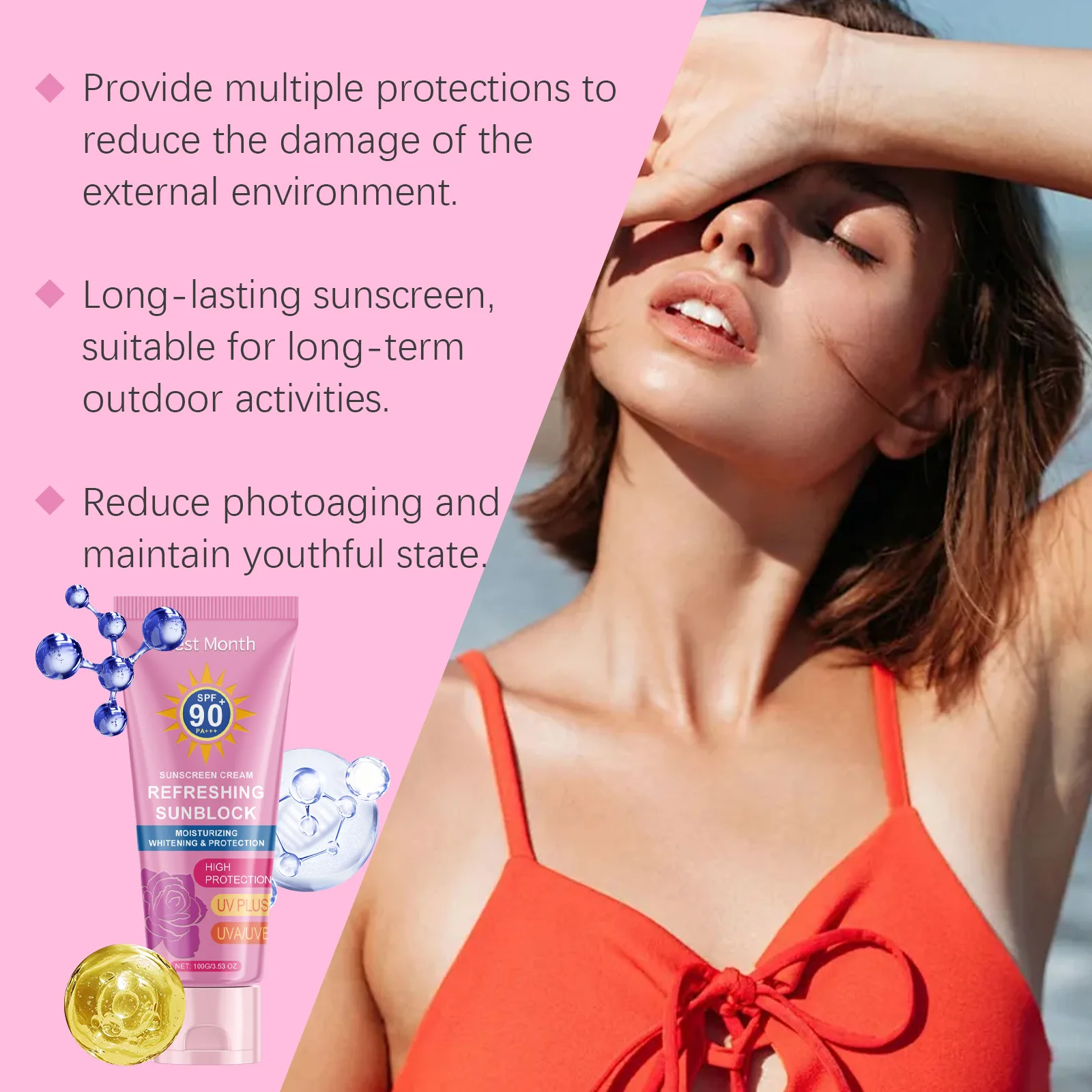 UV Defense Sunscreen SPF90 Sun Protection Preventing Sunburn Reducing Dullness Sweat Proof Brightening Isolation Sunblock Lotion