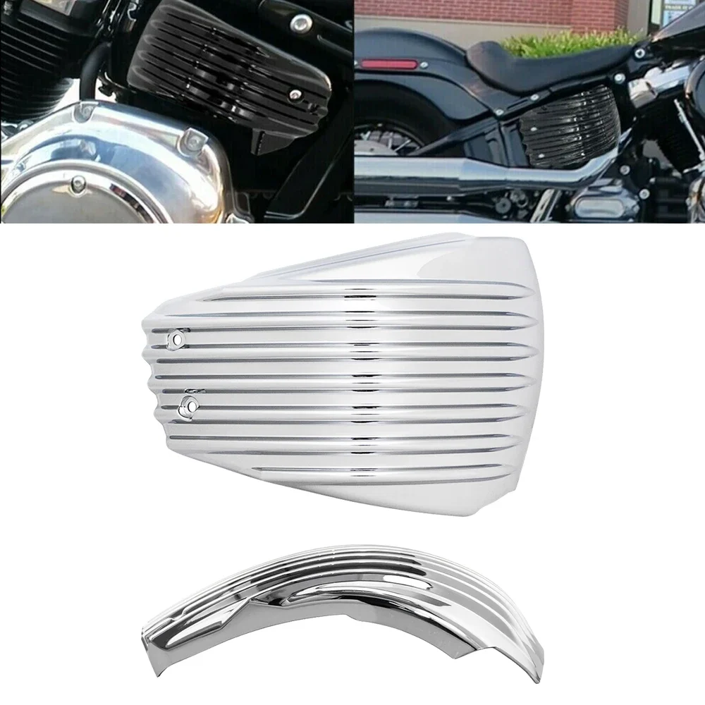 

Chrome/Glossy Black Motorcycle Stripe Battery Side Covers Fairing Cowl For Harley Softail M8 Street BOB 2018 2019 2020 2021