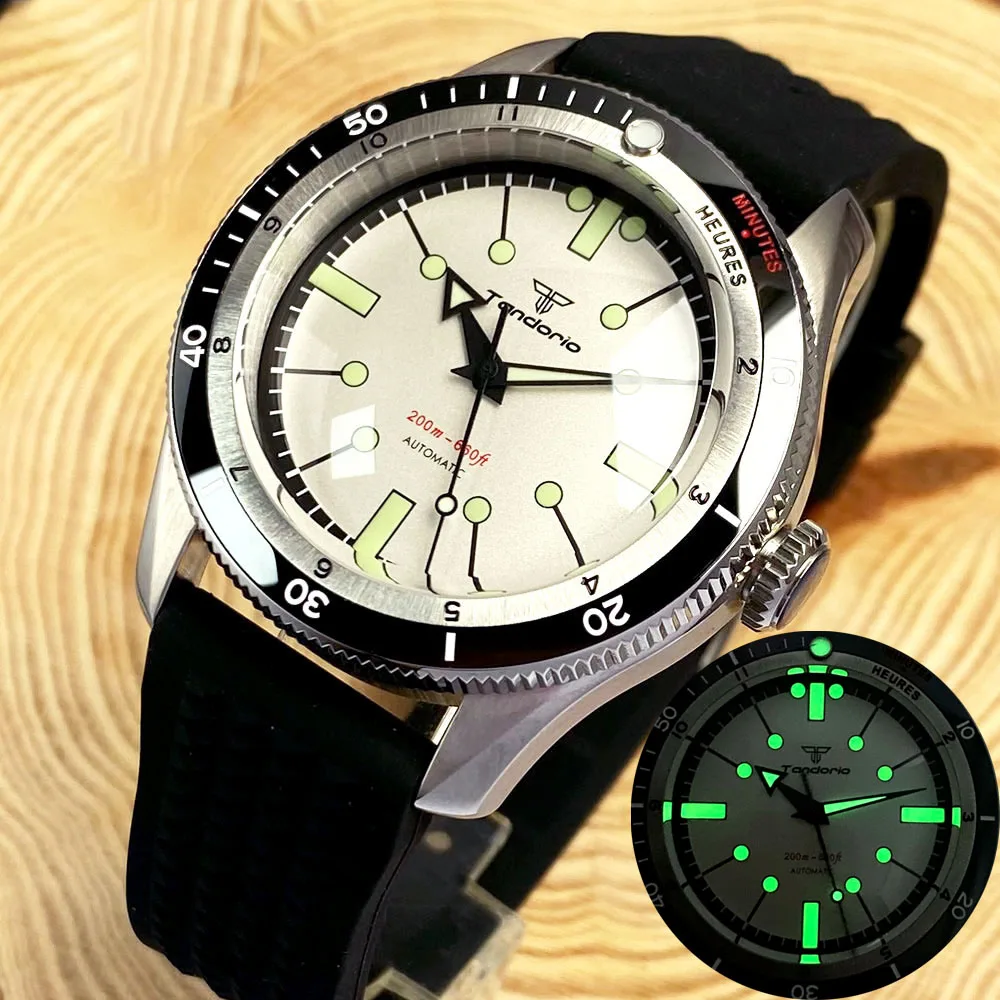 40mm White Black Dial 200M Waterproof Double Bow Sapphire Glass Diver Watch For Men Japan NH35 PT5000 Automatic Ceramic Bezel