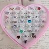 12/36PCS Cute Adjustable Rings for Children Girls Pretend Play Makeup Ring Jewelry Watermelon Iceream Heart Enamel Ring 1