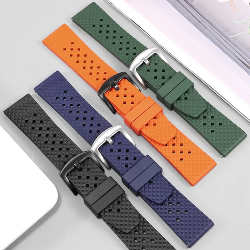 Cinturino In Gomma Fluorurata Tropicale A Sgancio Rapido Per Timex Mido Fossil Tissot Longines Cinturino Smart Watch Cinturino Stomatal 20Mm 22Mm