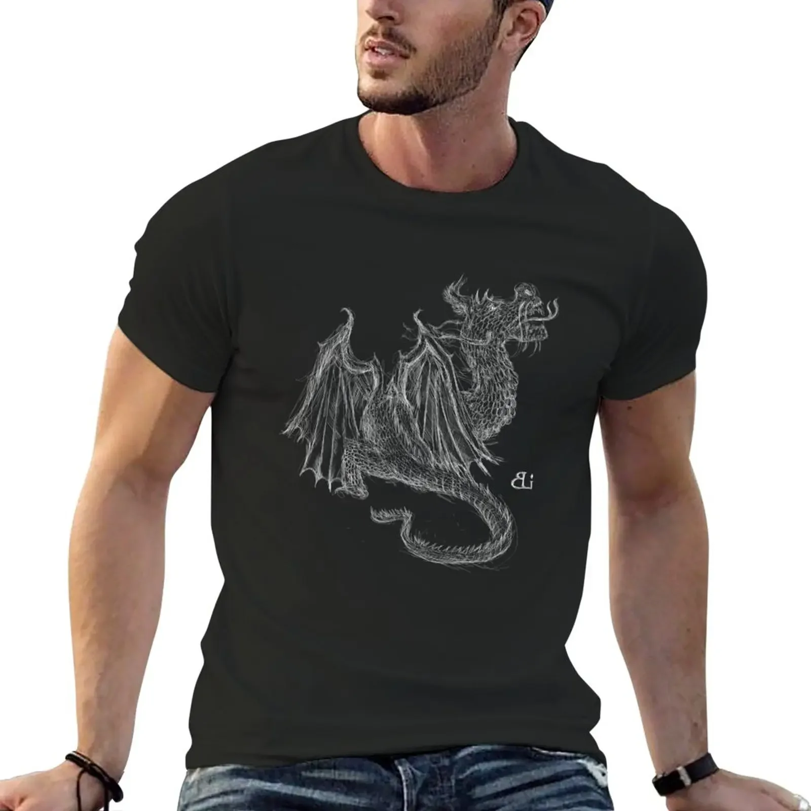 

A white dragon T-Shirt aesthetic clothes plus size tops boys whites mens t shirts pack