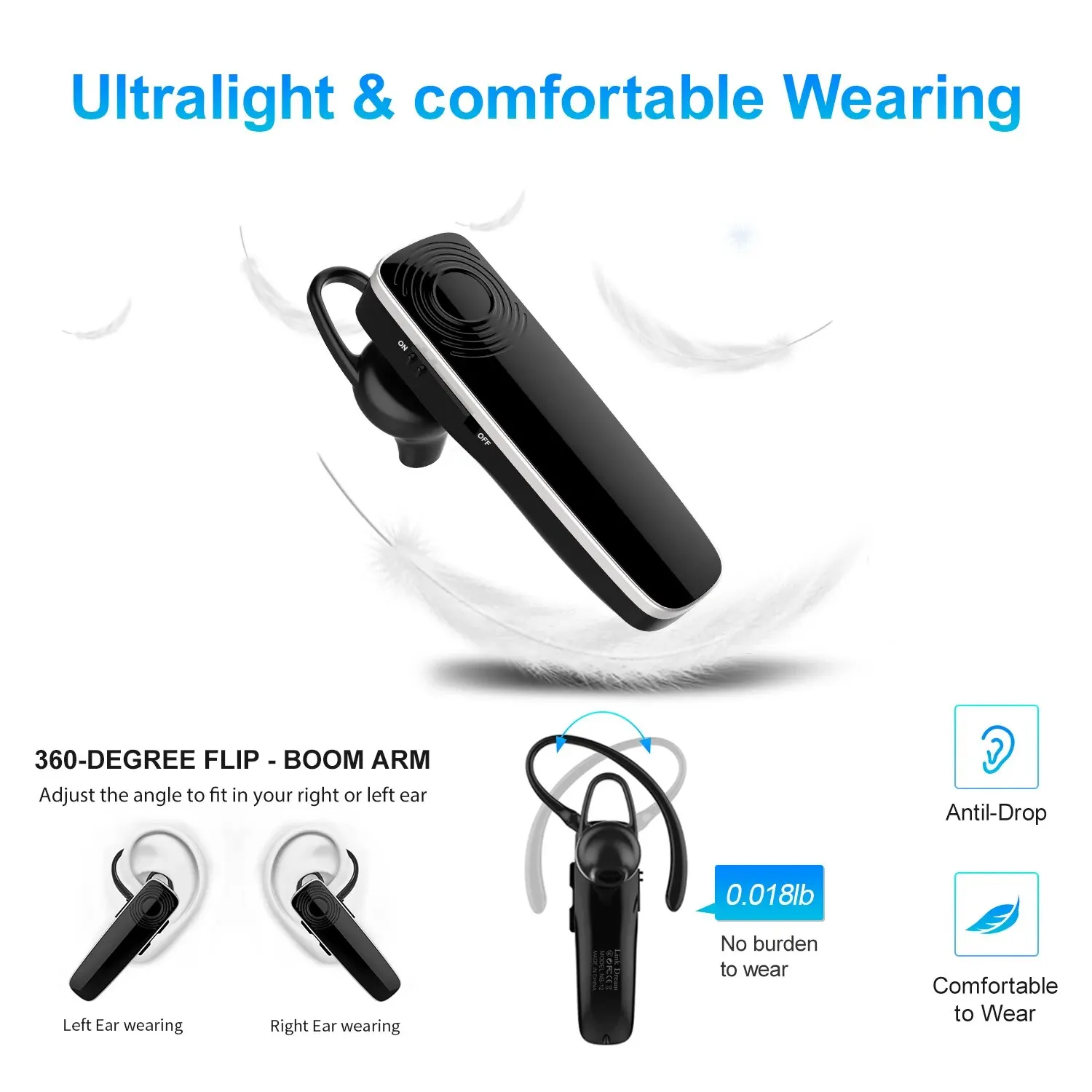 New Bee NB12 Wireless Headset Bluetooth 5.3 Earbuds Earphones With MEMS Micro Ear Hook Handsfree for Driving Business Headphones 6