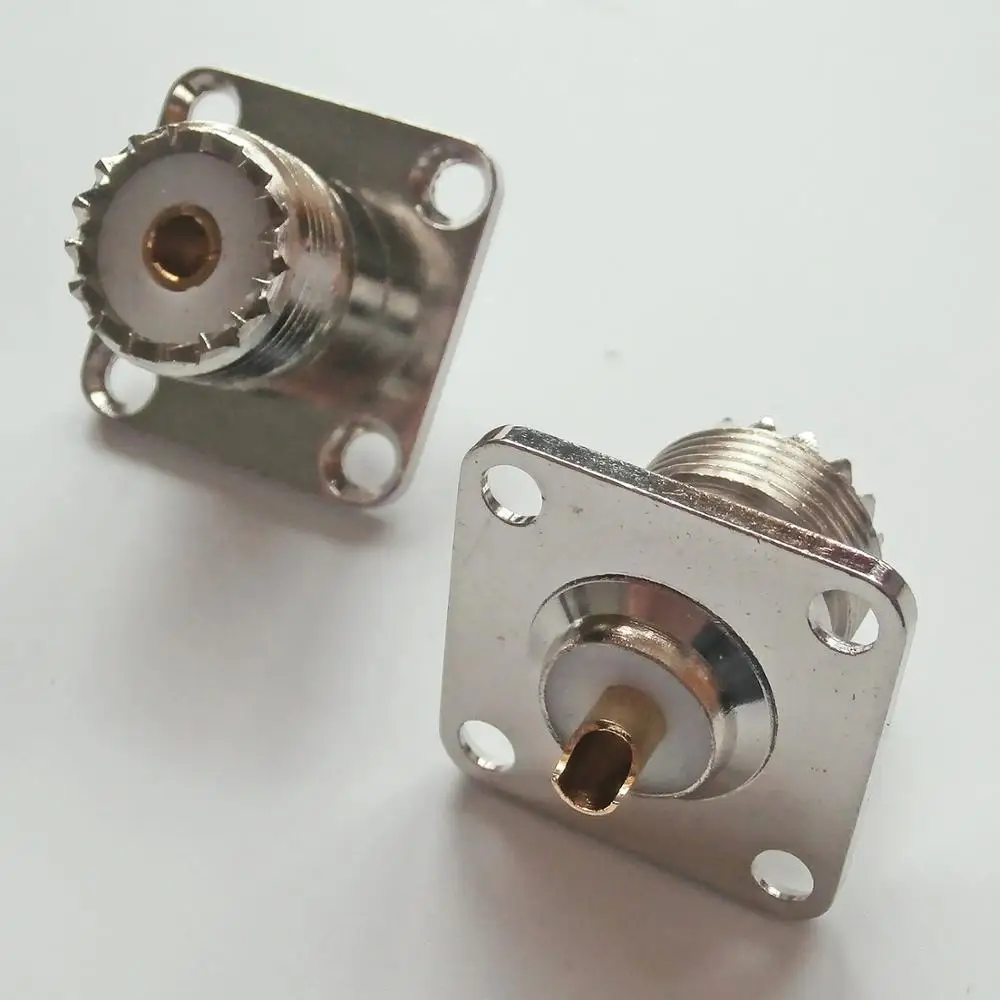 Connector Socket PL259 SO239 UHF Female With 4 Hole Flange Panel Mount 25 * mm Solder Cup Cable Brass RF Coaxial Adapter |