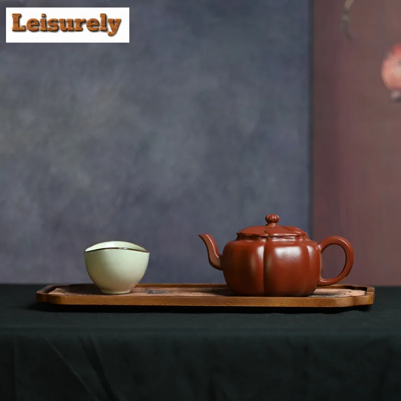 200ml Antique Yixing Purple Clay Teapots Handmade Rib Lotus Seed Pot Raw Ore Zhu Mud Kettle Zisha Tea Set Decoration Craft Gift