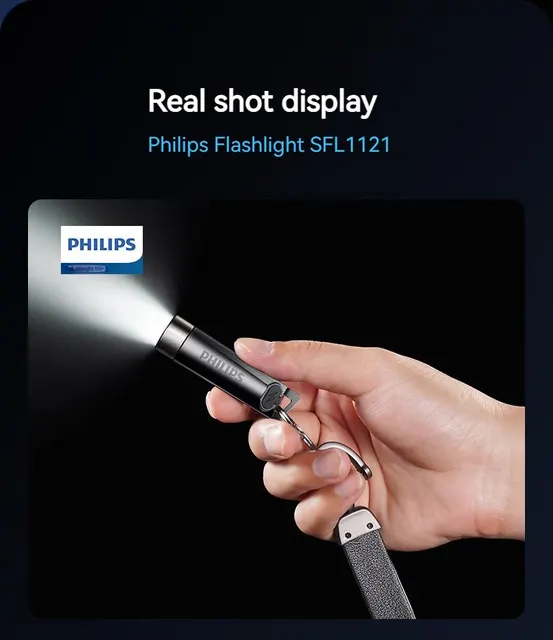 Mini lampe de poche LED Philips SFL1126 - Rechargeable, 300 lm, 7 Modes  d'éclairage (7 cm) –